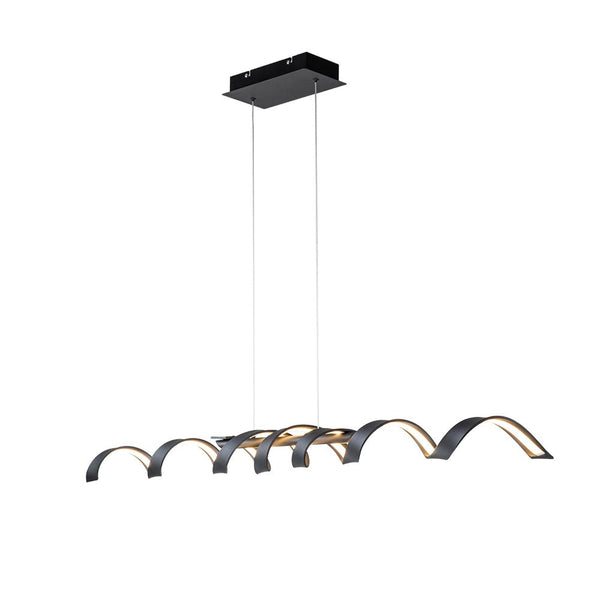 Chandelierias-Modern Spiral LED Kitchen Island Wavy Pendant Light-Pendant-Black-