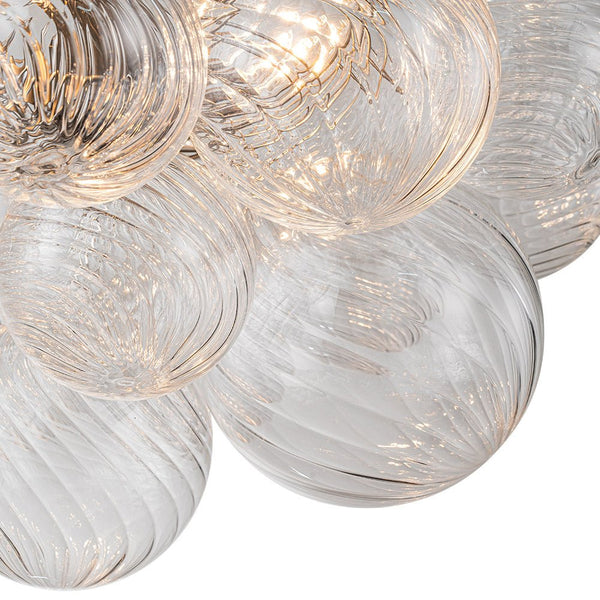 Chandelierias-Modern Swirl Glass Cluster Bubble Semi-Flush Mount-Semi Flush-Brass-3 Bulbs