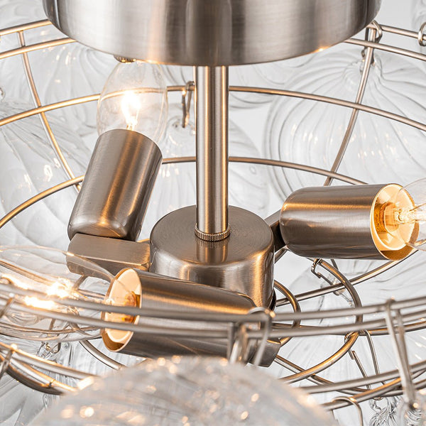 Chandelierias-Modern Swirl Glass Cluster Bubble Semi-Flush Mount-Semi Flush-Brass-3 Bulbs