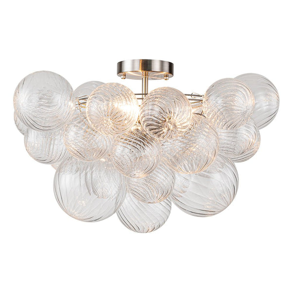 Chandelierias-Modern Swirl Glass Cluster Bubble Semi-Flush Mount-Semi Flush-Brass-3 Bulbs
