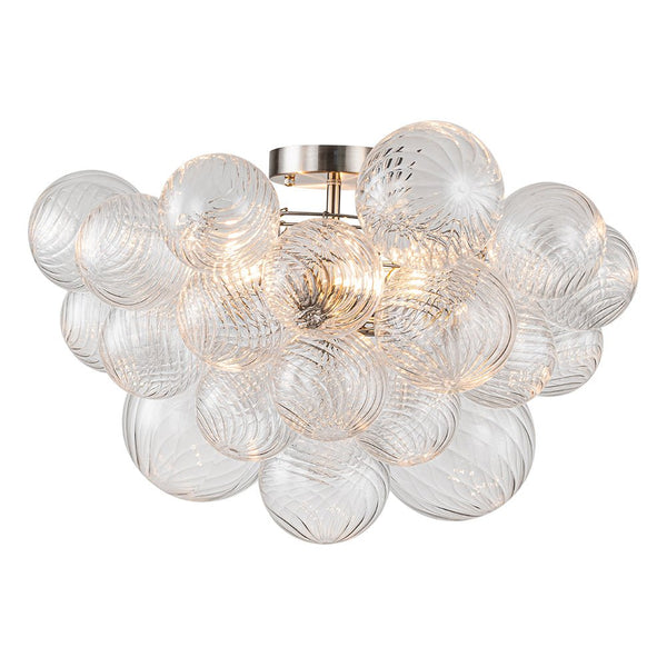 Chandelierias-Modern Swirl Glass Cluster Bubble Semi-Flush Mount-Semi Flush-Brass-3 Bulbs