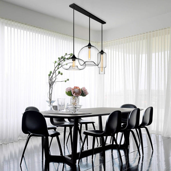 Chandelierias-Modern Three Lights Cluster Glass Pendant Lighting-Pendant--
