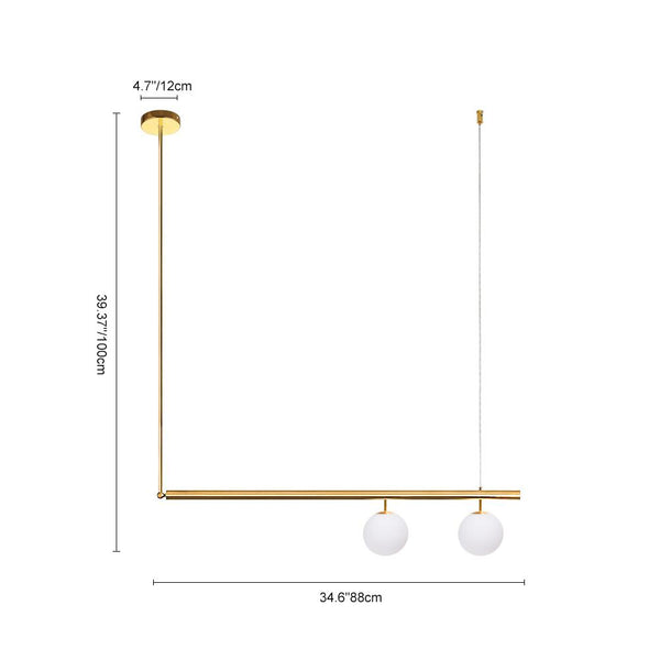 Chandelierias-Scandinavian Glass Globe Linear Chandelier-Chandelier-Brass-2 Bulbs