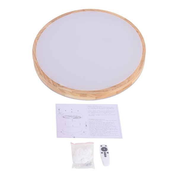 Chandelierias-Scandinavian Wooden Round LED Flush Mount-Flush Mount-Small-