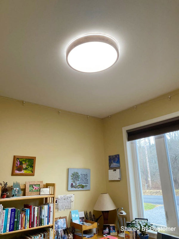 Chandelierias-Scandinavian Wooden Round LED Flush Mount-Flush Mount-Small-