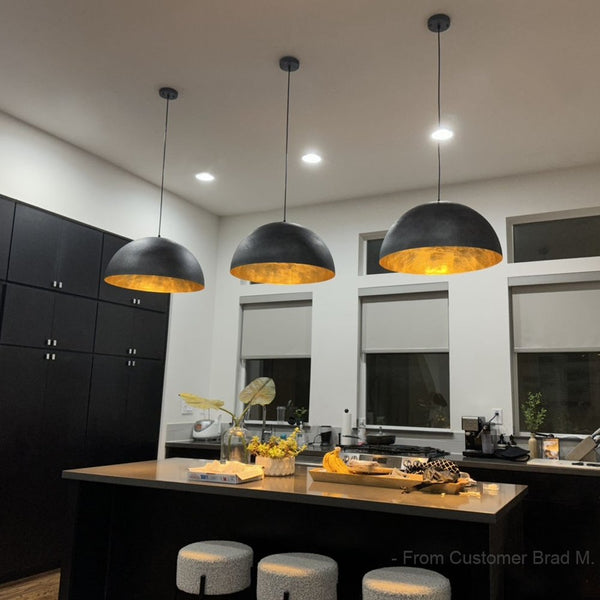 Chandelierias-Single-Light Hanging Oversized Dome Pendant-Pendant-Medium-Black