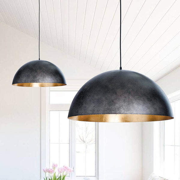 Chandelierias-Single-Light Hanging Oversized Dome Pendant-Pendant-Medium-Black