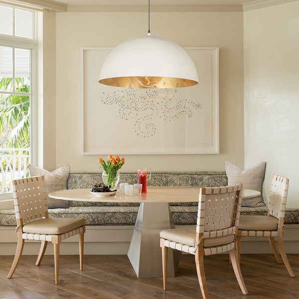 Chandelierias-Single-Light Hanging Oversized Dome Pendant-Pendant-Medium-White