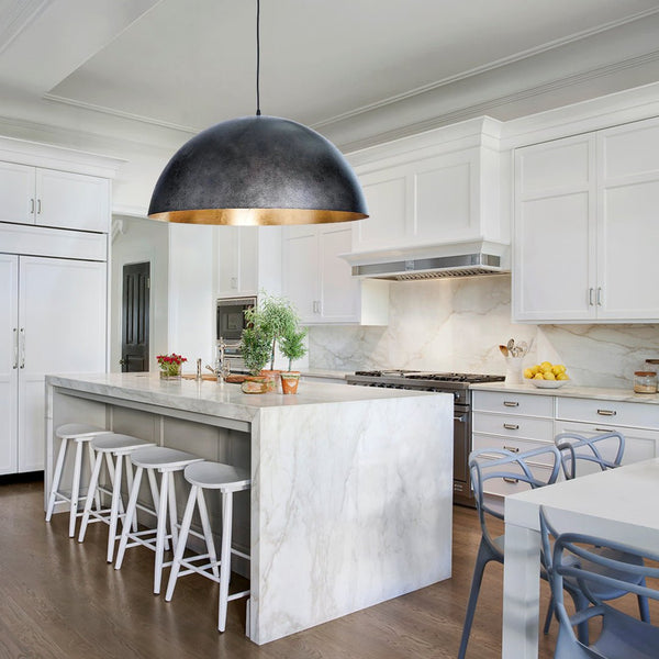 Chandelierias-Single-Light Hanging Oversized Dome Pendant-Pendant-Medium-White