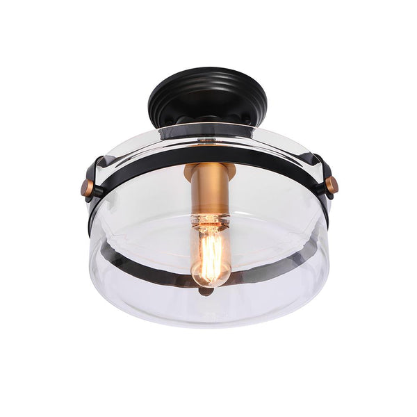Chandelierias-Single Light Semi Flush Mount Drum Ceiling Light-Flush Mount--