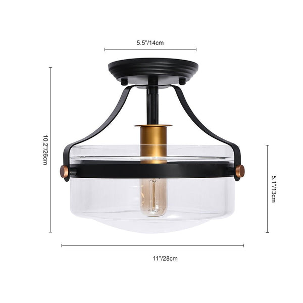 Chandelierias-Single Light Semi Flush Mount Drum Ceiling Light-Flush Mount--