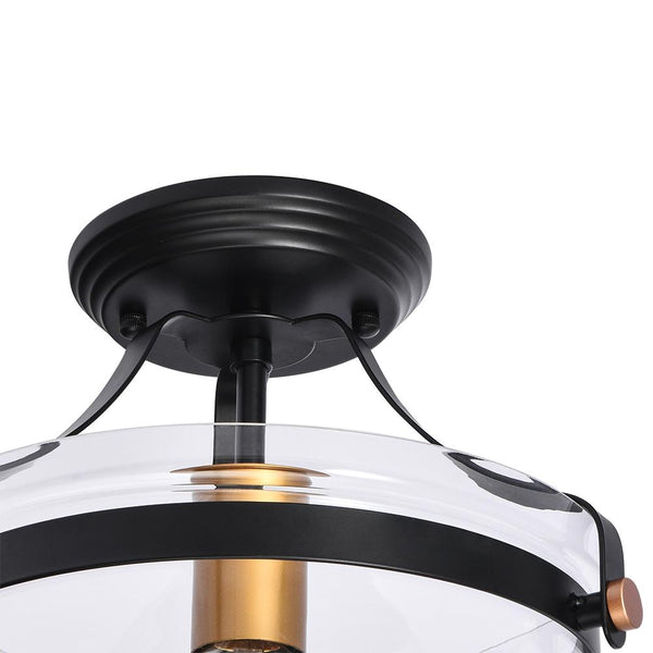 Chandelierias-Single Light Semi Flush Mount Drum Ceiling Light-Flush Mount--