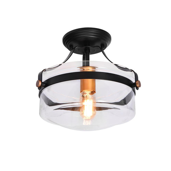 Chandelierias-Single Light Semi Flush Mount Drum Ceiling Light-Flush Mount--