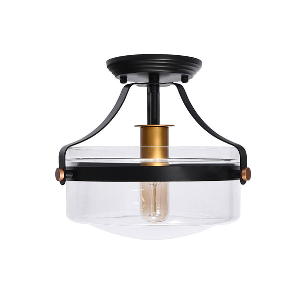 Chandelierias-Single Light Semi Flush Mount Drum Ceiling Light-Flush Mount--