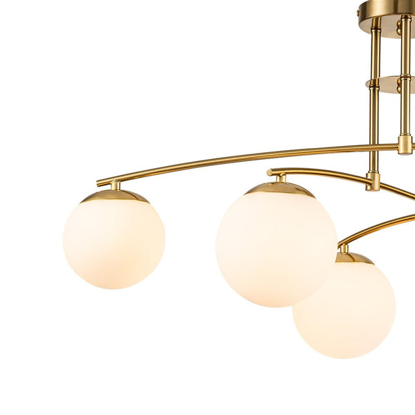 Chandelierias-Stylish 6-Light Branch Glass Globe Semi Flush Mount--Black-