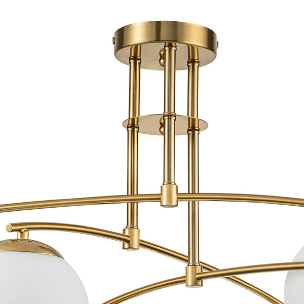 Chandelierias-Stylish 6-Light Branch Glass Globe Semi Flush Mount--Black-