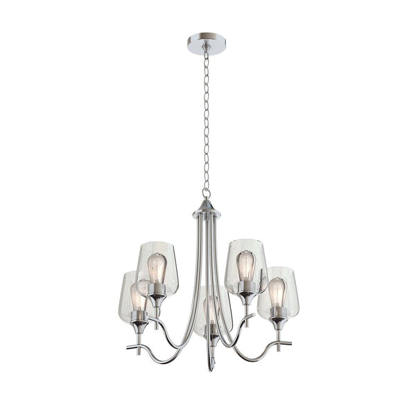 Chandelierias-Traditional 5-Light Clear Glass Curved Arm Chandelier-Chandeliers-Black-5 Bulbs