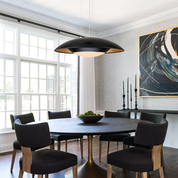 Chandelierias-Ultra-modern Nordic Flying-Saucer Dimmable LED Dome Pendant-Pendant-Black & Gold Leaf (Pre-order)-