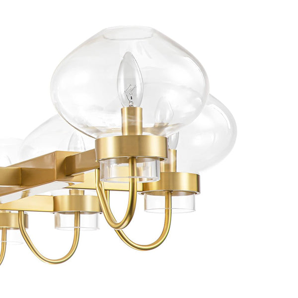 Chandelierias-Unique 12-Light Clear Jellyfish Glass Linear Chandelier-Chandeliers-Black-