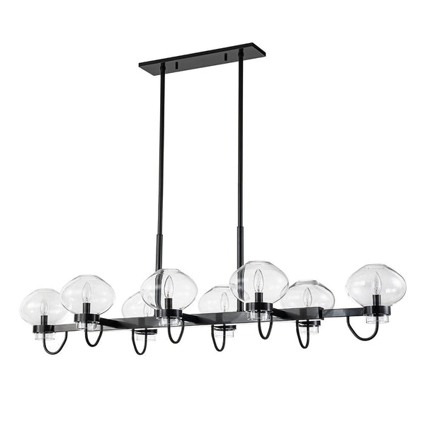 Chandelierias-Unique 12-Light Clear Jellyfish Glass Linear Chandelier-Chandeliers-Black-