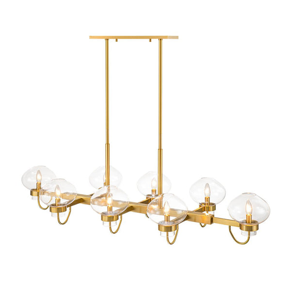 Chandelierias-Unique 12-Light Clear Jellyfish Glass Linear Chandelier-Chandeliers-Black-