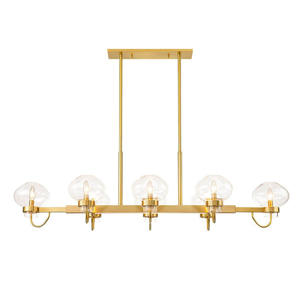 Chandelierias-Unique 12-Light Clear Jellyfish Glass Linear Chandelier-Chandeliers-Black-