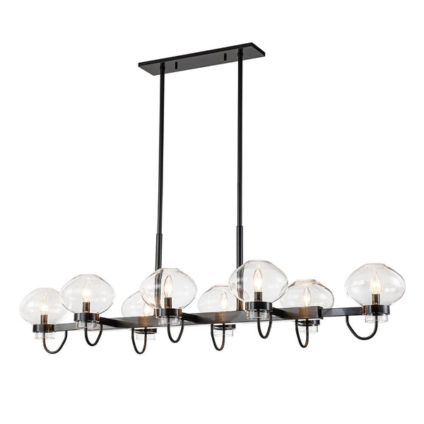 Chandelierias-Unique 12-Light Clear Jellyfish Glass Linear Chandelier-Chandeliers-Black-