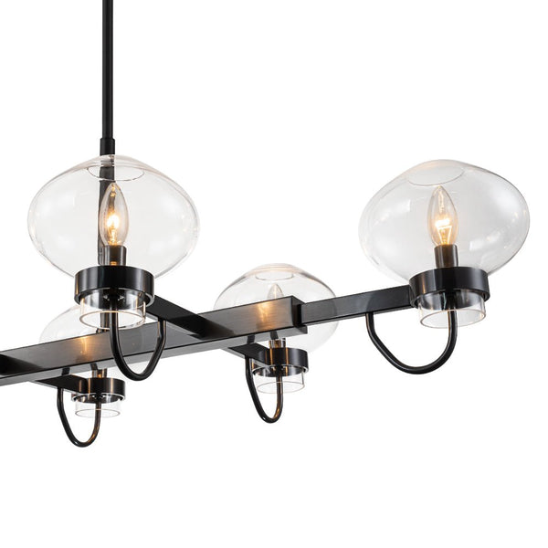 Chandelierias-Unique 12-Light Clear Jellyfish Glass Linear Chandelier-Chandeliers-Black-