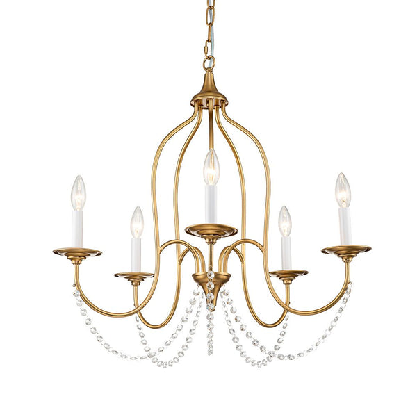 Chandelierias-Vintage 5-Light French Country Candle Style Chandelier-Chandeliers-Gold-
