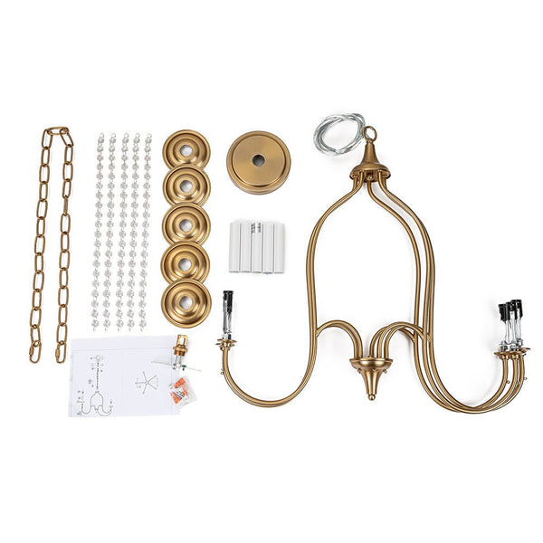 Chandelierias-Vintage 5-Light French Country Candle Style Chandelier-Chandeliers-Gold-