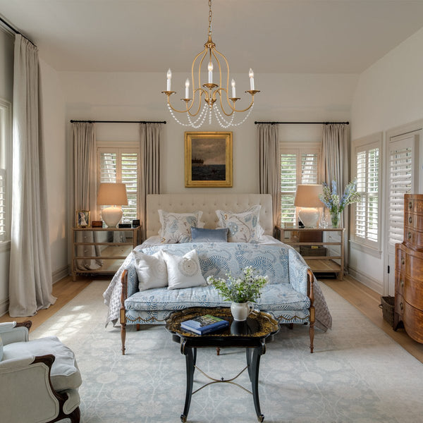 Chandelierias-Vintage 5-Light French Country Candle Style Chandelier-Chandeliers-Gold-