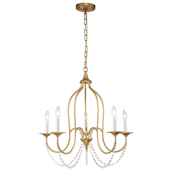 Chandelierias-Vintage 5-Light French Country Candle Style Chandelier-Chandeliers-Gold-