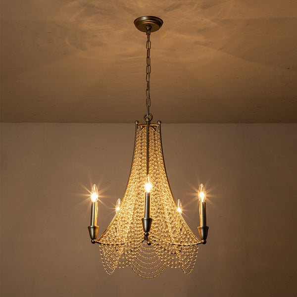 Chandelierias-Vintage Luxury Crystal Candle Style Empire Chandelier-Chandeliers-5 Bulbs-