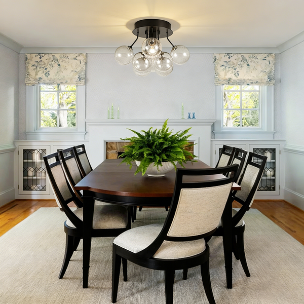 1-Light Contemporary Cluster Seedy Glass Semi-flush Mount