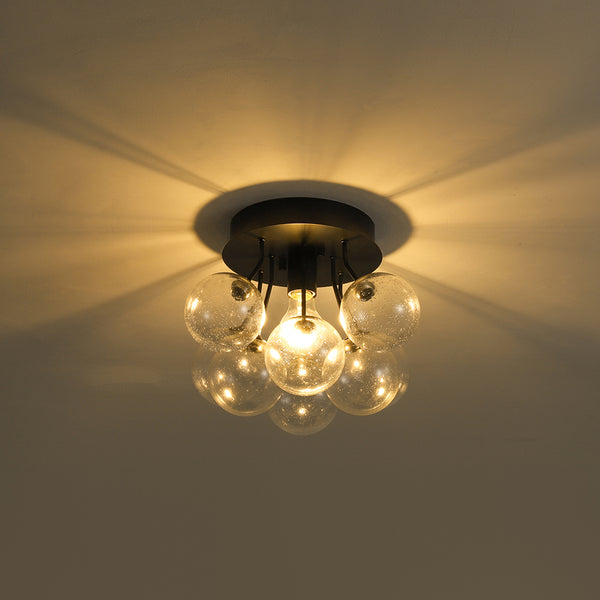 1-Light Contemporary Cluster Seedy Glass Semi-flush Mount