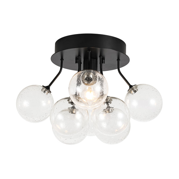 1-Light Contemporary Cluster Seedy Glass Semi-flush Mount
