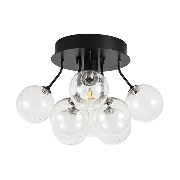 1-Light Contemporary Cluster Seedy Glass Semi-flush Mount