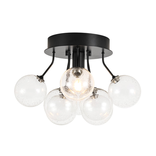 1-Light Contemporary Cluster Seedy Glass Semi-flush Mount