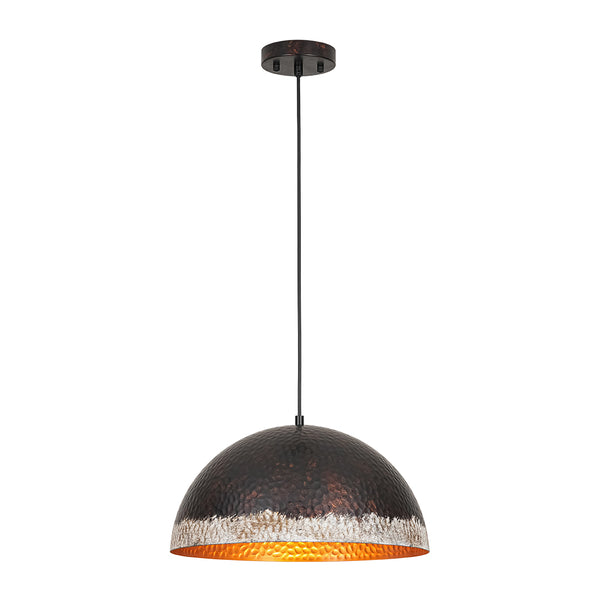 1-Light Distressed Hammered Domed Pendant
