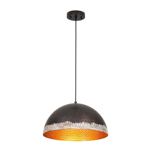 1-Light Distressed Hammered Domed Pendant