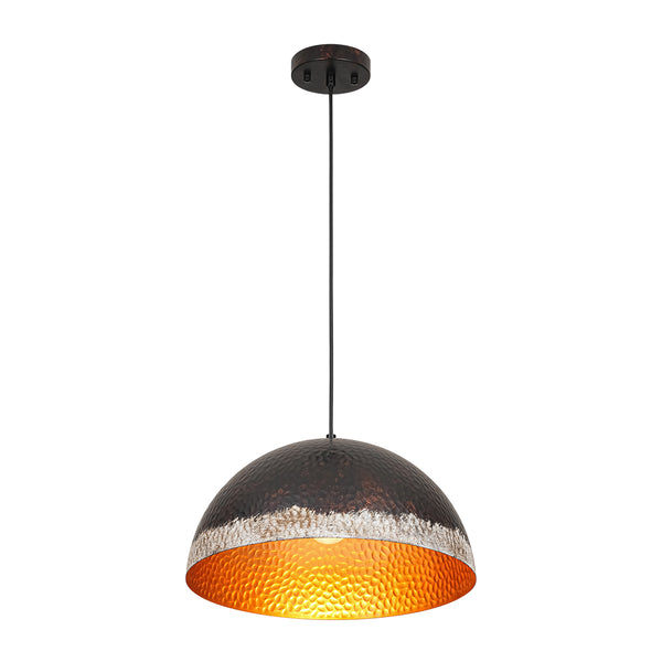 1-Light Distressed Hammered Domed Pendant