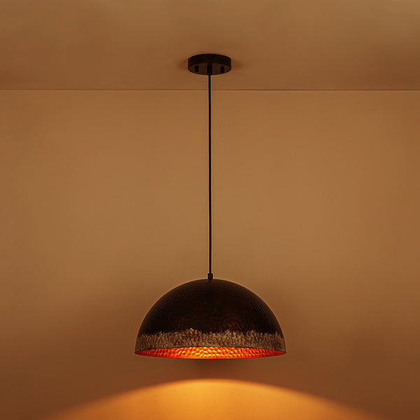 1-Light Distressed Hammered Domed Pendant