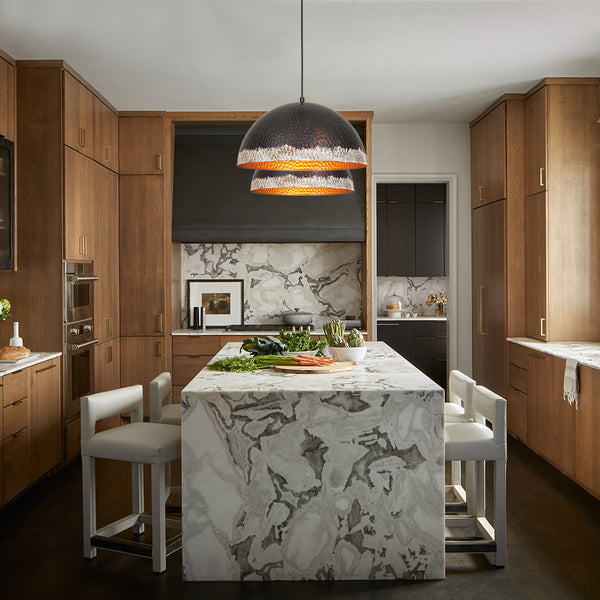 1-Light Distressed Hammered Domed Pendant