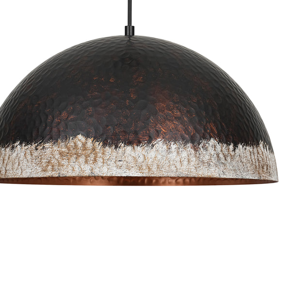 1-Light Distressed Hammered Domed Pendant