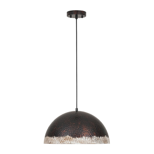 1-Light Distressed Hammered Domed Pendant