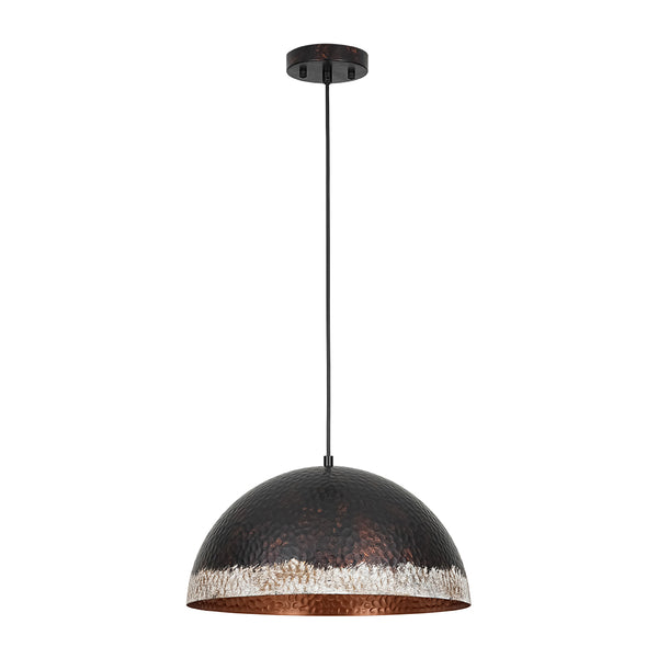 1-Light Distressed Hammered Domed Pendant