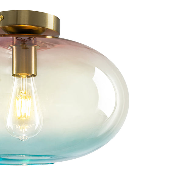 1-Light Ombre Oval Glass Semi-flush Mount