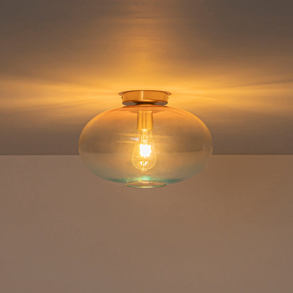 1-Light Ombre Oval Glass Semi-flush Mount