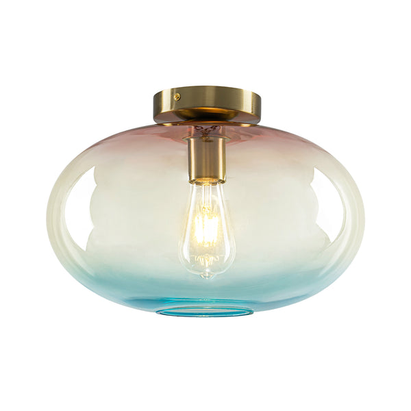 1-Light Ombre Oval Glass Semi-flush Mount