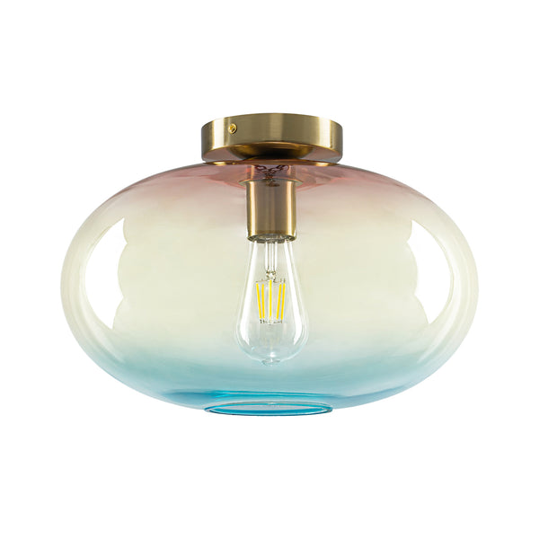 1-Light Ombre Oval Glass Semi-flush Mount